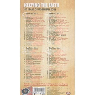 Image of Back Cover of 0935107E: 4xCD - VARIOUS, Keeping The Faith: 40 Years Of Northern Soul Memories & Souvenirs (Castle Music; CMXBX1423, UK 2007, Box Set, Booklet) VG+/VG+