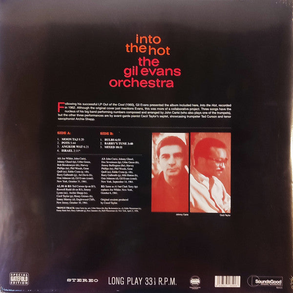 Image of Back Cover of LP - NEW/NEW - THE GIL EVANS ORCHESTRA, Into The Hot (SoundsGood Original Recordings; 66423, Europe 2024, Gatefold), , - 0935144E