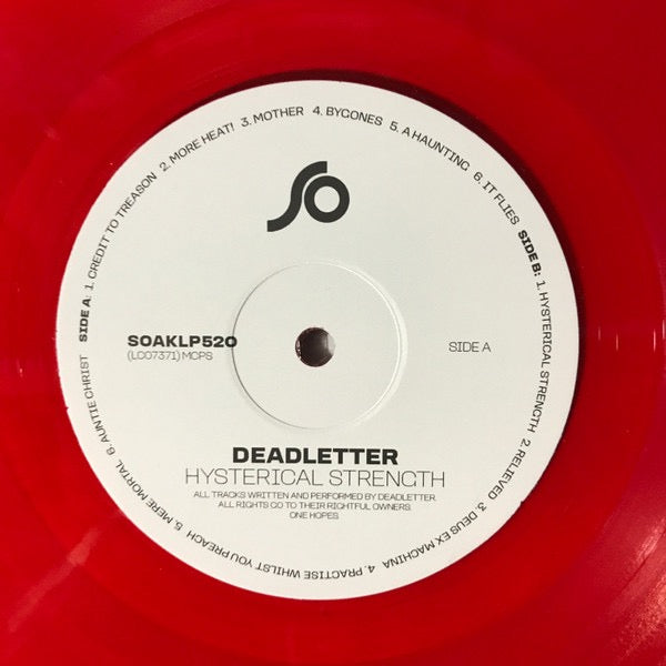 Image of Label Cover of 5015307C: LP - DEADLETTER, Hysterical Strength (So Recordings; SOAKLP520, UK 2024, Gatefold, With Poster, Transparent Red Vinyl) Still in hype stickered shrinkwrap. EX/VG+