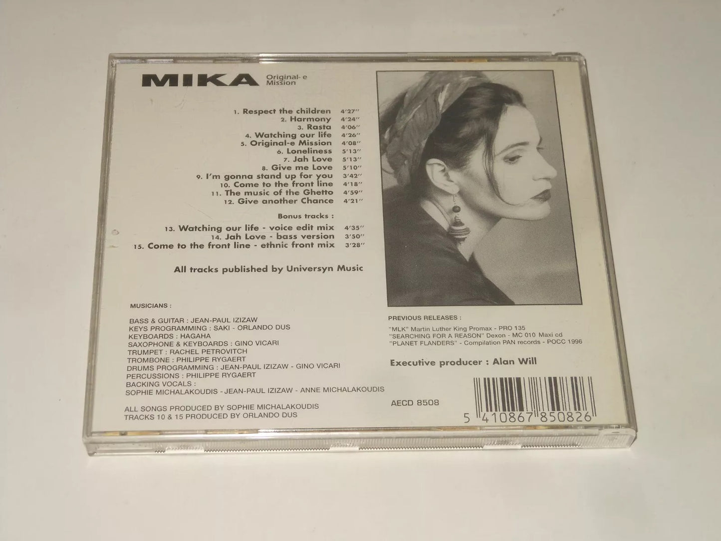 Image of Back Cover of 1015354C: CD - MIKA, Original - E Mission (Alta Music; AECD 8508, Canada 1990s) VG+/VG+