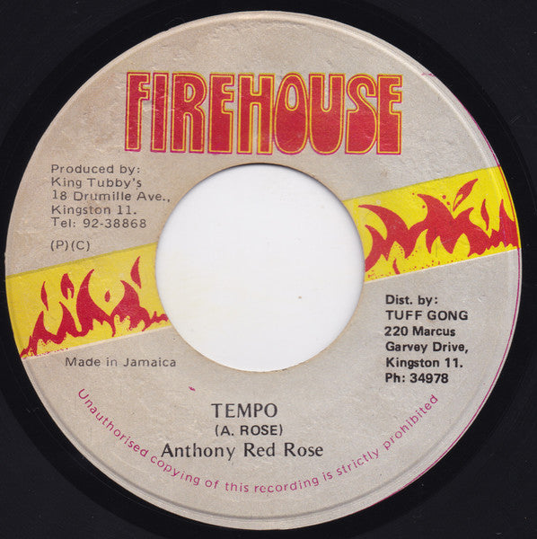 Image of Front Cover of 7" - /VG+ - ANTHONY RED ROSE, Tempo (Firehouse; , Jamaica 1985), Press flaw on last few rotations., - 2026232E