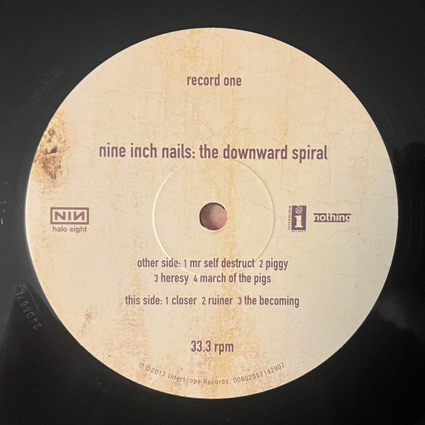 Image of Label Cover of 2xLP - VG+/VG+ - NINE INCH NAILS, The Downward Spiral (Interscope Records; 00602557142785, Europe 2022 Reissue, Gatefold, 2 Inners & Booket, 180 Gram Vinyl), Still in hype stickered shrinkwrap., - 3616266C