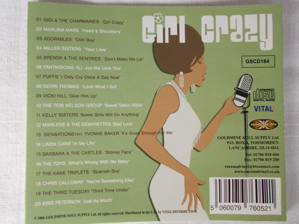 Image of Back Cover of 1255232S: CD - VARIOUS, Girl Crazy (20 Northern Soul Tracks By Female Artists) (Goldmine Soul Supply; GSCD184, UK 2006) VG+/VG+