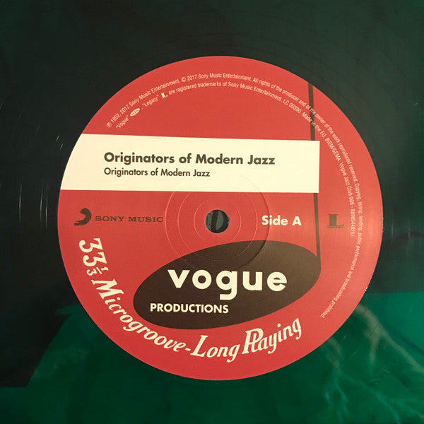 Image of Label Cover of 1315408C: LP - DIZZY GILLESPIE, FATS NAVARRO, CHARLIE PARKER, MILES DAVIS, Originators Of Modern Jazz (Disques Vogue; LD 058, Europe 2017 Reissue, Inner, Green Vinyl) Light fogging on disc. Sleeve rough at opening with shrink-wrap VG/VG