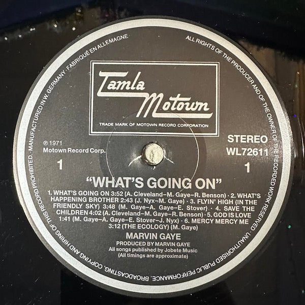 Image of Label Cover of LP - VG/VG+ - MARVIN GAYE, What's Going On (Tamla Motown; WL72611, UK & Europe 1988 Reissue), Lightest hairlines. Light wear to sleeve., - 4346180S