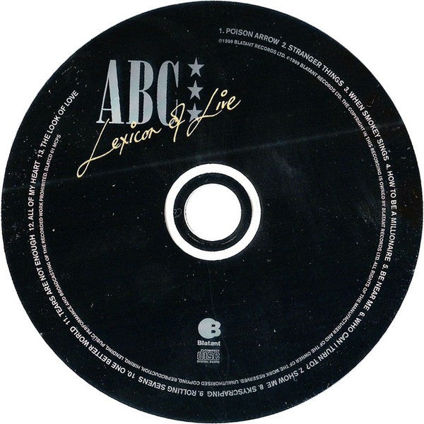 Image of Label Cover of CD - VG+/VG+ - ABC, Lexicon Of Live (Blatant; BLATCD 01, UK 1999, Jewel Case), , - 1435113E