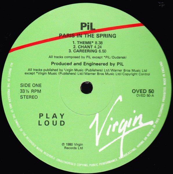 Image of Label Cover of LP - VG/VG - PUBLIC IMAGE LIMITED (IMAGE PUBLIQUE S.A.), Paris Au Printemps = Paris In The Spring (Virgin; OVED 50, UK 1984 Reissue), , - 3016075C