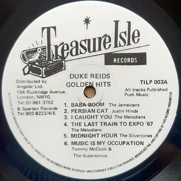 Image of Label Cover of 4615088C: LP - VARIOUS ARTISTS, Duke Reid Golden Hits (Treasure Isle; TILP 003, UK 1990s Reissue) VG/G+