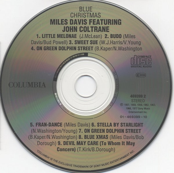 Image of Label Cover of CD - VG+/VG+ - MILES DAVIS FEATURING JOHN COLTRANE, Blue Christmas (Columbia; 469399 2, US 1991, Jewel Case), SEALED, - 1635027E