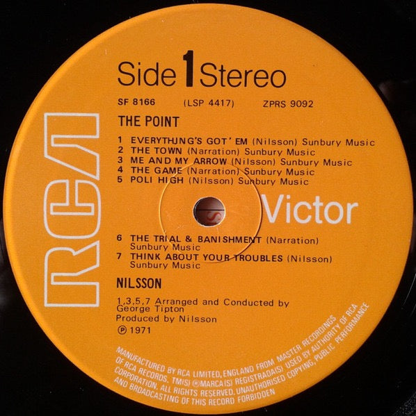Image of Label Cover of LP - VG/VG+ - NILSSON, The Point! (RCA Victor; SF 8166 (LSP 4417), UK 1971, Gatefold, Booklet), , - 2626231E