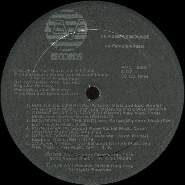 Image of Label Cover of LP - G+/VG+ - LE PAMPLEMOUSSE, Le Pamplemousse (AVI Records; AVL 6003, US 1976), , - 1726460E