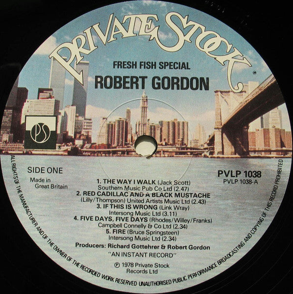 Image of Label Cover of LP - VG+/VG+ - ROBERT GORDON WITH LINK WRAY, Fresh Fish Special (Private Stock; PVLP 1038, UK 1978), , - 3215496C