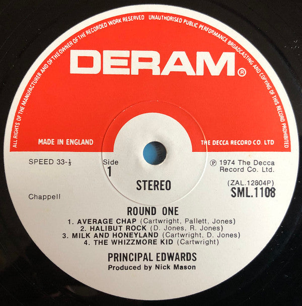 Image of Label Cover of 1725110E: LP - PRINCIPAL EDWARDS, Round One (Deram ; SML 1108, UK 1974, Laminated Sleeve) Strong VG+, Laminate Bubbling Down Spine VG+/VG+