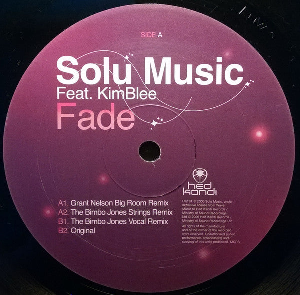 Image of Label Cover of 12" - VG+/VG+ - SOLU MUSIC FEAT. KIMBLEE, Fade (Hed Kandi ; HK19T, UK 2006, Picture Sleeve), , - 3846257S
