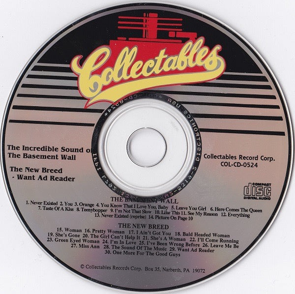 Image of Label Cover of CD - VG+/VG+ - THE BASEMENT WALL / THE NEW BREED, The Incredible Sound Of... / Want Ad Reader (Collectables; COL-CD-0524, US , Jewel Case), , - 1815112C