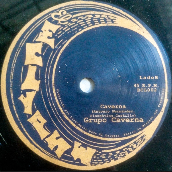 Image of Back Cover of 7" - VG+/VG - VIVI HERN NDEZ Y SU CONJUNTO / GRUPO CAVERNA, Tocando Macizas / Caverna (El Eclypse; ECL002, US 2024, Hype Stickered Black Generic Die Cut Sleeve), Strong VG. Light hairlines, - 3056172S