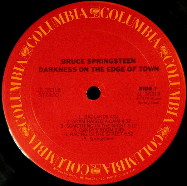 Image of Label Cover of LP - VG/VG - BRUCE SPRINGSTEEN, Darkness On The Edge Of Town (Columbia; JC 35318, US 1978, No Inner, No Insert, Santa Maria Pressing, EXP Run Out), A few light marks , - 4116093C