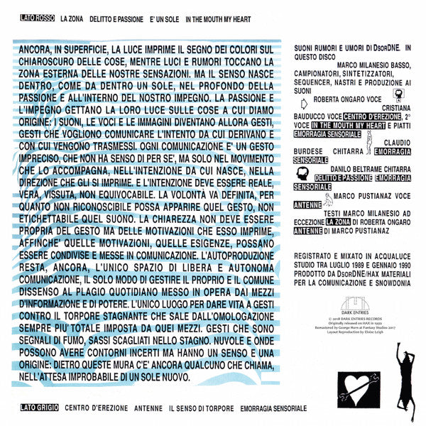 Image of Back Cover of 1925406E: LP - DSORDNE, � Un Sole (Dark Entries; DE-206, US 2018 Reissue, Printed PVC sleeve, Insert) VG+/VG+