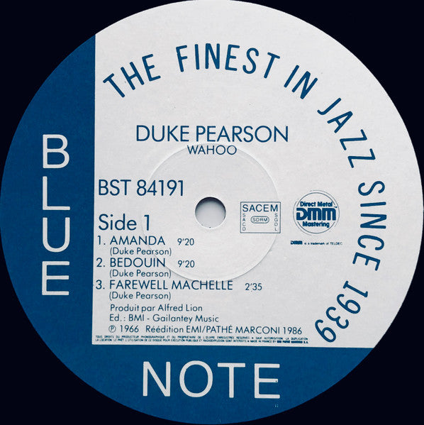 Image of Label Cover of LP - VG/VG - DUKE PEARSON, Wahoo (Blue Note; BST 84191, France 1986 Reissue, Company Inner, Stereo, Remastered, DMM), Hairlines, light cover wear, - 3746056S