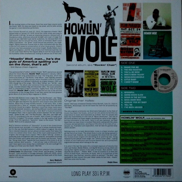 Image of Back Cover of LP - NEW/NEW - HOWLIN' WOLF, Howlin' Wolf (WaxTime; 772011, Europe 2015 Reissue), , - 1316362C