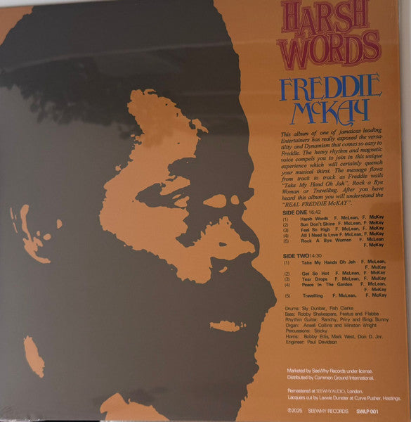 Image of Back Cover of LP - NEW/NEW - FREDDIE MCKAY, Harsh Words (SeeWhy Records; SWLP 001, UK 2025 Reissue), , - 3055262S