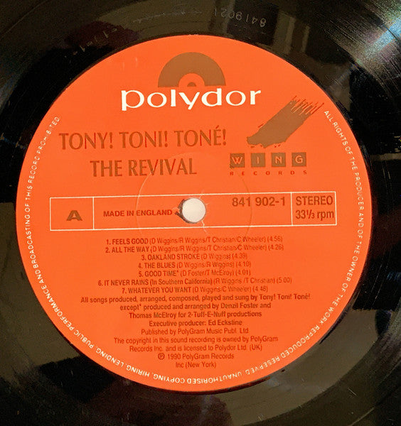 Image of Label Cover of LP - VG+/EX - TONY TONI! TON !, The Revival (Polydor; 841 902-1, UK 1990), Lightest of wear to sleeve., - 2326156E