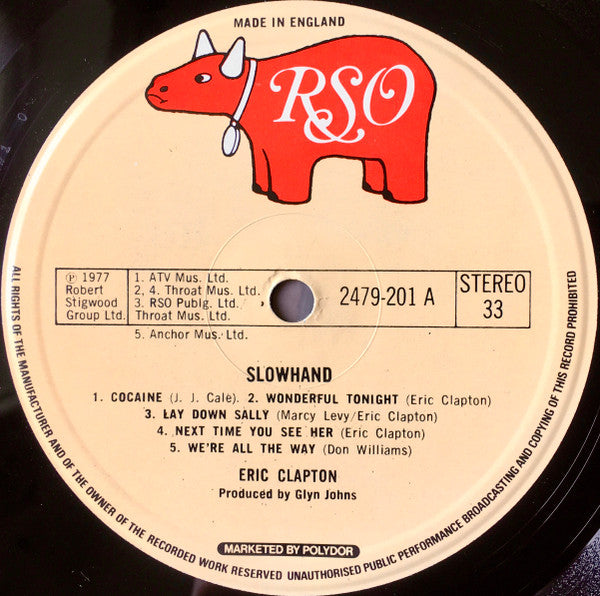 Image of Label Cover of LP - VG/VG+ - ERIC CLAPTON, Slowhand (RSO; 2479 201, UK 1977, Gatefold), light cover wear, - 2446183S
