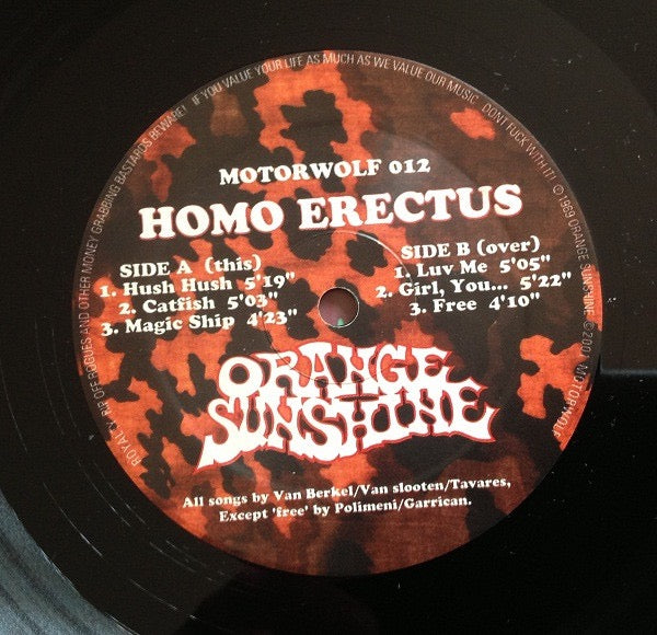 Image of Label Cover of LP - VG/VG+ - ORANGE SUNSHINE, Homo Erectus (Motorwolf; MOTORWOLF 012, Netherlands 2001, 3-D Cover With Viewer, Limited, Numbered - 319/500 ), Sticker Mark, - 2145213S