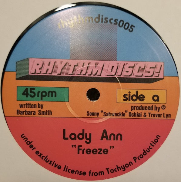 Image of Front Cover of 10" - /VG+ - LADY ANN, Freeze / Tim Reaper Remix (Rhythm Discs!; RHYTHMDISCS005, UK 2022), , - 3816579C