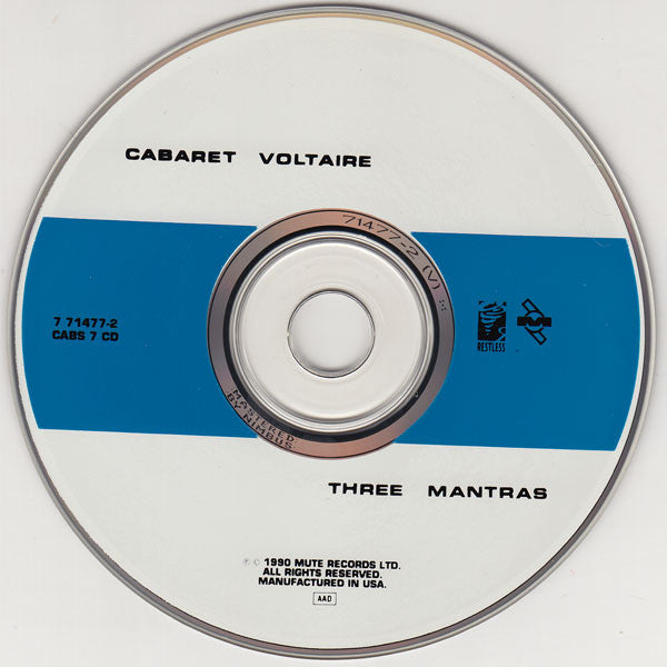 Image of Label Cover of 2315017C: CD - CABARET VOLTAIRE, Three Mantras (Restless Records; 7 71477-2, US 1990) VG+/VG+