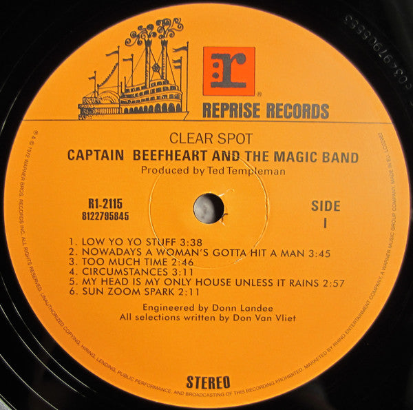 Image of Label Cover of LP - VG+/VG+ - CAPTAIN BEEFHEART AND THE MAGIC BAND, Clear Spot (Reprise Records; 8122795845 , UK 2016 Reissue, Clear Plastic Sleeve, Replica Sleeve), Non-embossed plastic sleeve., - 0746197S