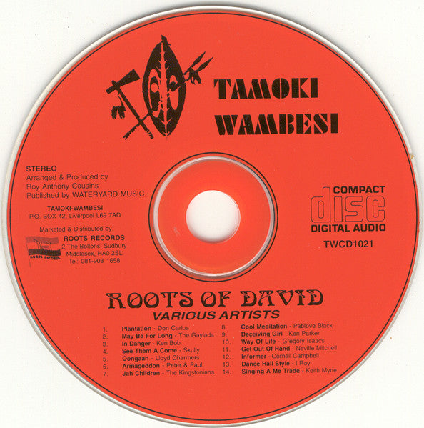 Image of Label Cover of CD - VG+/VG+ - VARIOUS ARTISTS, Roots Of David (Tamoki Wambesi; TWCD1021, UK 1989), , - 2415151C