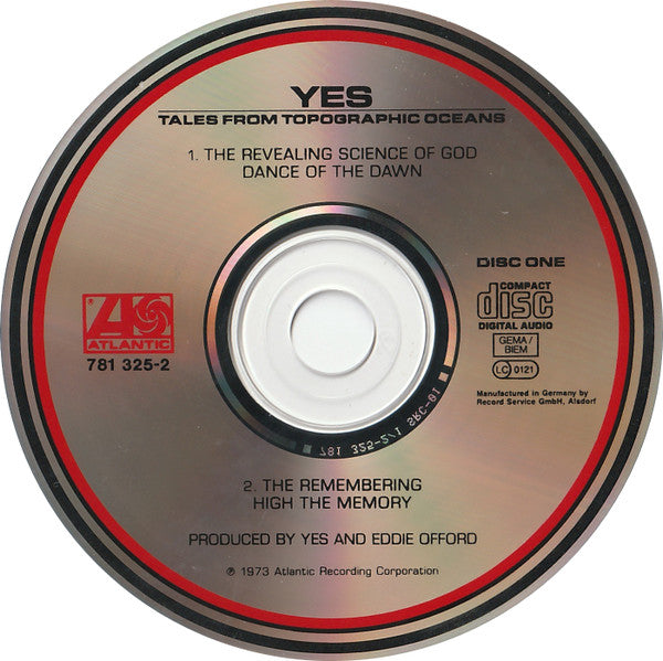 Image of Label Cover of 2435044E: 2xCD - YES, Tales From Topographic Oceans (Atlantic; 781 325-2, Europe , Double CD Case) VG+/VG+