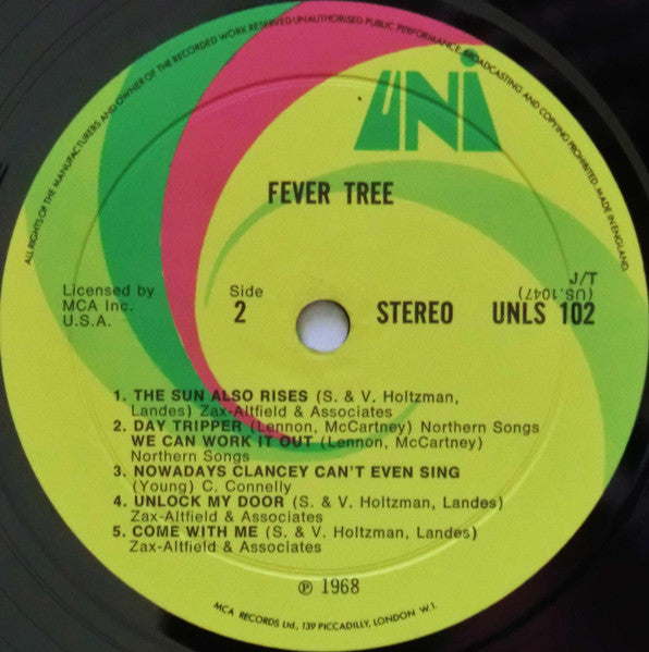 Image of Label Cover of LP - G/G - FEVER TREE, Fever Tree (Uni; UNLS 102, UK 1968, Laminated Front Sleeve), , - 3526161E