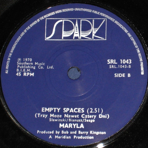 Image of Back Cover of 2515092C: 7" - MARYLA, Love Doesn't Grow On Trees (Spark; SRL 1043, UK 1970, Solid Centre) /VG+