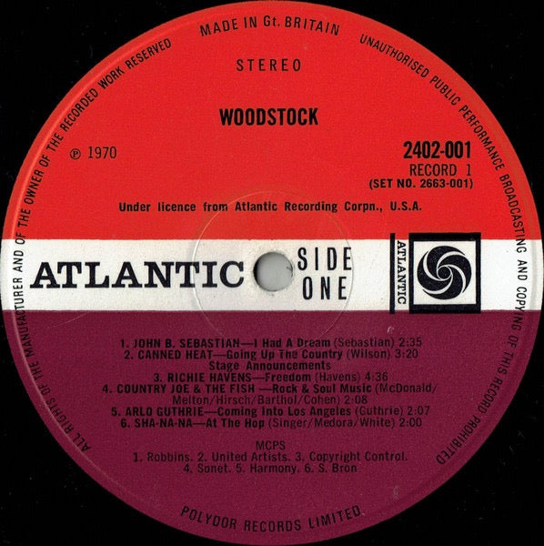 Image of Label Cover of 0626014E: 3xLP - VARIOUS, Woodstock (Music From The Original Soundtrack And More) (Atlantic; 2663 001, UK 1970, Top Loading Trifold Sleeve) VG/VG