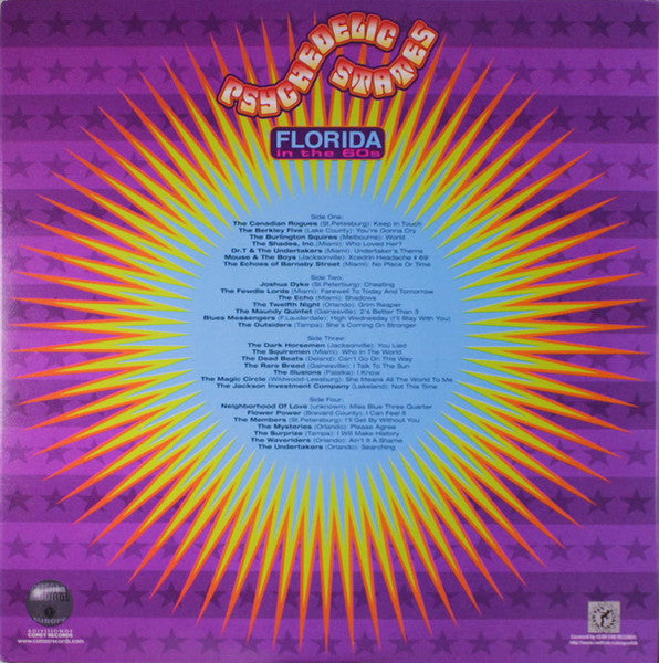 Image of Back Cover of 2xLP - VG/VG - VARIOUS, Psychedelic States: Florida In The 60s (Comet Records Europe; GFC 415/2, Italy 2000s, Trifold Sleeve, Insert), Light paper scuffs, Light wear to edges, Strong VG, - 2515566C