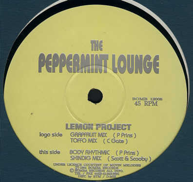 Image of Front Cover of 4745177S: 12" - THE PEPPERMINT LOUNGE, Lemon Project (Bomba Records; BOMB 12006, UK 1994) few faint marks. original green sleeve with sticker /VG