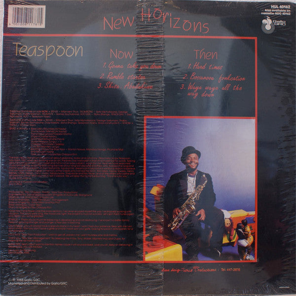 Image of Back Cover of LP - VG/G+ - TEASPOON, New Horizons (Gallo GRC; HUL 40162, South Africa 1988), Scratch at start of 1st track, edge and ring wear, - 2645367S