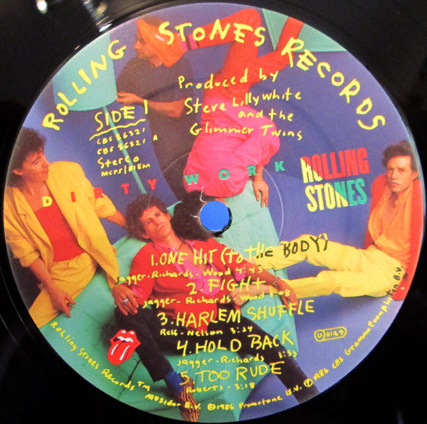 Image of Label Cover of LP - VG/VG - THE ROLLING STONES, Dirty Work (CBS; CBS 86321, UK 1986, Stickered Sleeve, Inner, No Barcode), Strong VG, - 4116094C