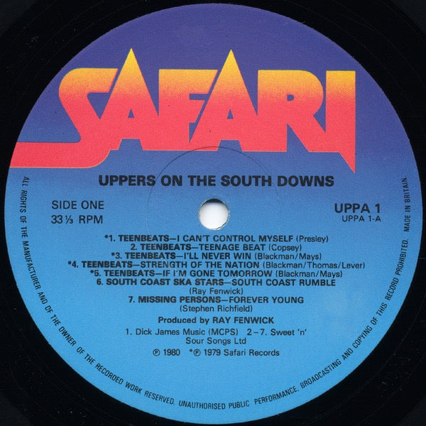 Image of Label Cover of LP - VG/VG - VARIOUS, Uppers On The South Downs (Safari Records; UPPA 1, UK 1981 Reissue), , - 2745329S