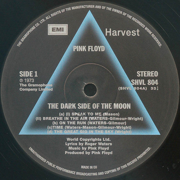 Image of Label Cover of 2725311E: LP - PINK FLOYD, The Dark Side Of The Moon (Harvest; SHVL 804, Europe 2003 Reissue, Gatefold, 3 Posters, 3 Stickers, Remastered, 30th Anniversary Edition, 180 Gram Vinyl, 5821361 Run Outs, 2 Pressing Rings) Edge Wear, Sleeve Creased VG/EX
