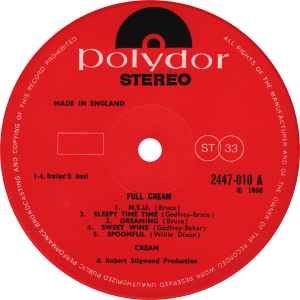 Image of Label Cover of LP - VG/VG - CREAM, Full Cream (Polydor; 2447 010, UK 1970 Reissue, Laminated Sleeve), , - 3146163S