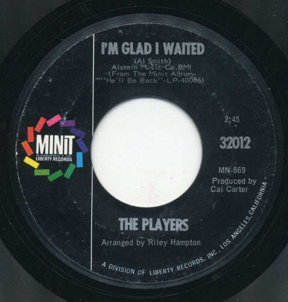 Image of Back Cover of 7" - /VG+ - THE PLAYERS, Why Did I Lie / I'm Glad I Waited (Minit; 32012, US 1966), , - 2855116S