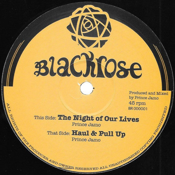 Image of Front Cover of 12" - /EX - PRINCE JAMO, The Night Of Our Lives / Haul And Pull Up (Blackrose Studio; BR000001, UK 2019), , - 2815284C