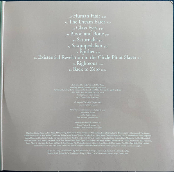 Image of Back Cover of 2xLP - EX/EX - THE NIGHT TERRORS, Back To Zero (Homeless; HOMELESS2, Australia 2013), , - 2845213S