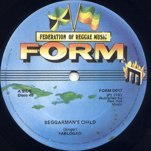 Image of Front Cover of 12" - G+/VG+ - PABLO GAD, Beggarman's Child (FORM; FORM D017, Ireland 1981, Company Sleeve), , - 2915350C