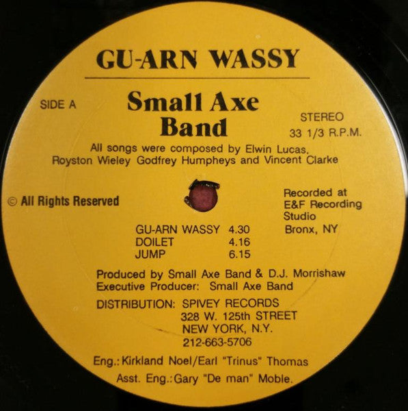 Image of Label Cover of LP - VG/VG+ - SMALL AXE BAND, Gu-Arn Wassy (Small Axe Records; SALP-003, US 1990), Still In Opened Shrinkwrap with light wear to open edge, - 1746225S