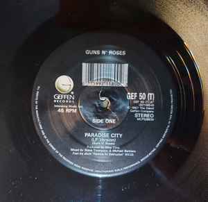 Image of Label Cover of 3045075S: 12" - GUNS N' ROSES, Paradise City (Geffen Records; GEF 50T / 921 180-0, UK 1989, Has Barcode on labels) VG+/VG+