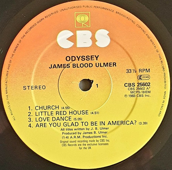 Image of Label Cover of LP - G+/VG - JAMES BLOOD ULMER, Odyssey (CBS; 25602, UK 1983), , - 3946416S